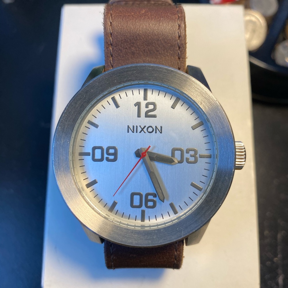 Nixon: Leather Band Corporal Sliver/Brown